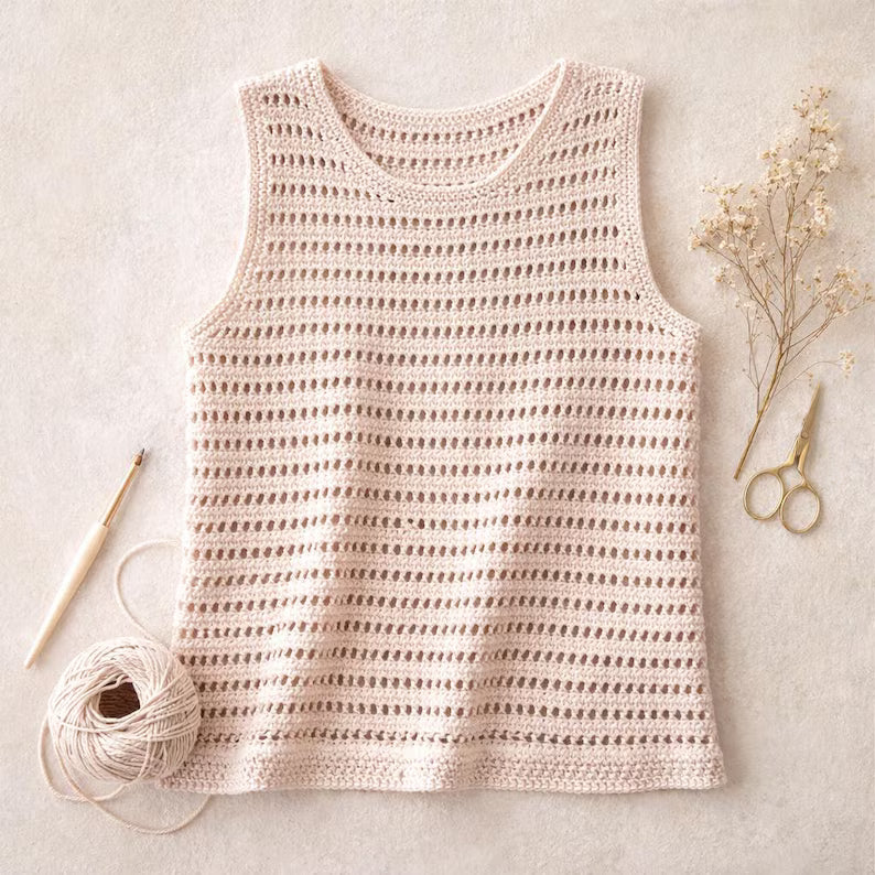 Sleeveless Tank Top Crochet Pattern XS–XL, English German