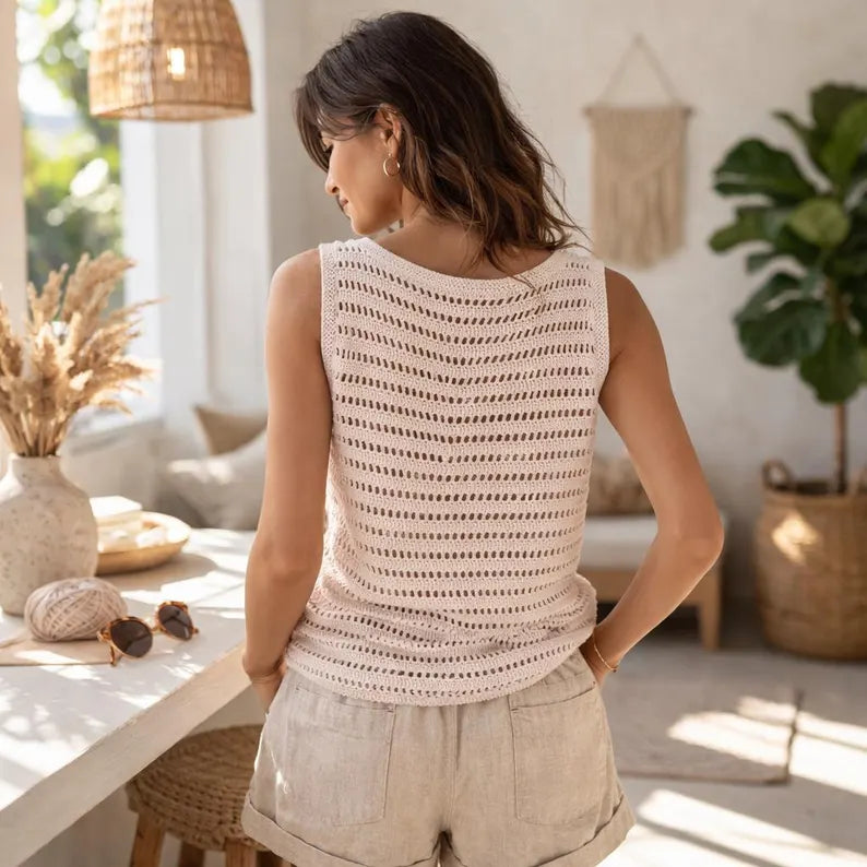 Sleeveless Tank Top Crochet Pattern XS–XL, English German