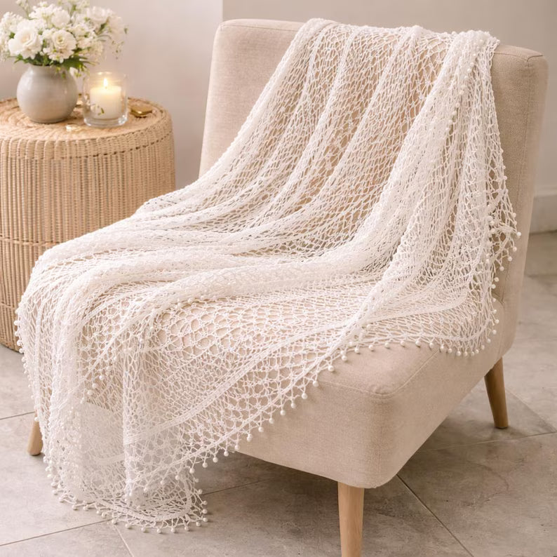 Pearl Mesh Bridal Shawl Crochet Pattern
